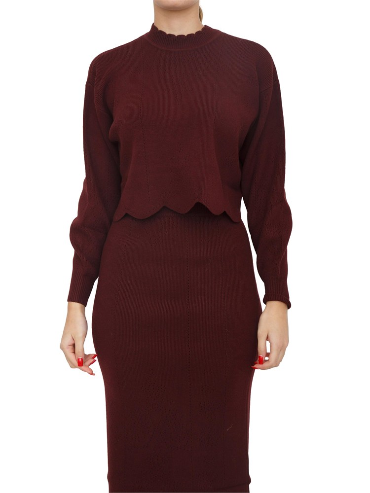 Maglia cropped Twinset in misto viscosa bordeaux