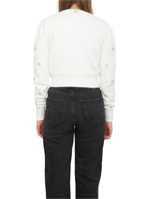 Cardigan Twinset in misto angora bianca con applicazioni strass in DONNA