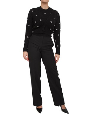 Cardigan Twinset in misto angora nera con applicazioni strass in DONNA