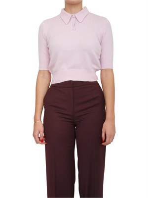 Maglia polo cropped Twinset in misto angora lilla in DONNA