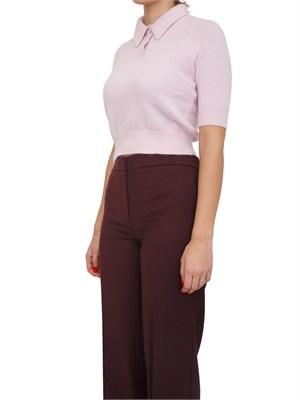 Maglia polo cropped Twinset in misto angora lilla in DONNA