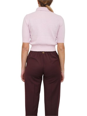 Maglia polo cropped Twinset in misto angora lilla in DONNA