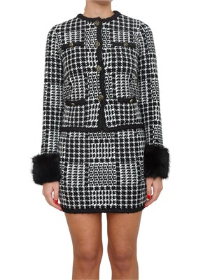 Giacca maglia Twinset in misto viscosa pied de poule nera in DONNA