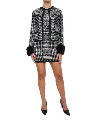 Giacca maglia Twinset in misto viscosa pied de poule nera in DONNA