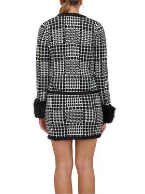 Giacca maglia Twinset in misto viscosa pied de poule nera in DONNA