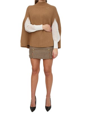 Maglia a mantella Twinset in misto lana cammello in DONNA