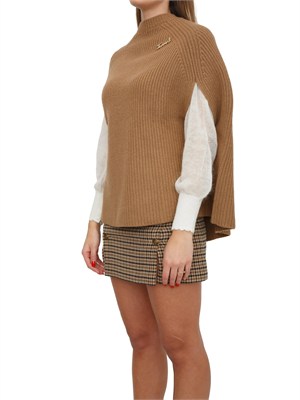 Maglia a mantella Twinset in misto lana cammello in DONNA