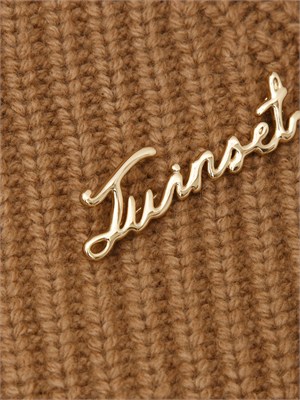 Maglia a mantella Twinset in misto lana cammello in DONNA