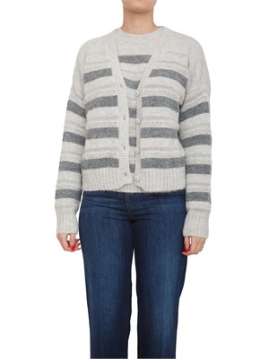 Cardigan Twinset in misto alpaca grigio in DONNA