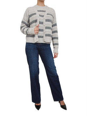 Cardigan Twinset in misto alpaca grigio in DONNA