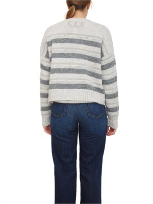 Cardigan Twinset in misto alpaca grigio in DONNA