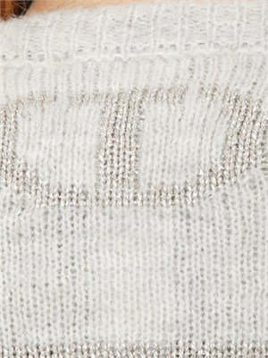 Cardigan Twinset in misto alpaca grigio in DONNA