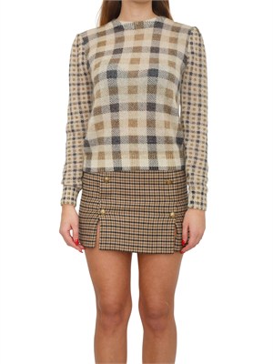Maglia Twinset in misto lana con fantasia check cammello in DONNA