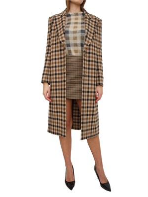 Maglia Twinset in misto lana con fantasia check cammello in DONNA