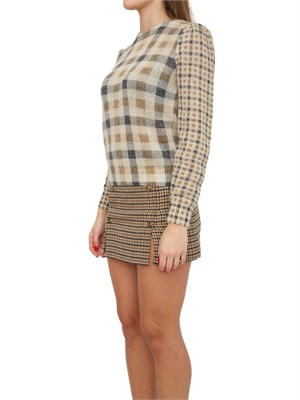 Maglia Twinset in misto lana con fantasia check cammello in DONNA