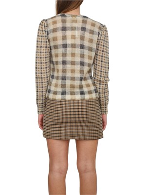 Maglia Twinset in misto lana con fantasia check cammello in DONNA