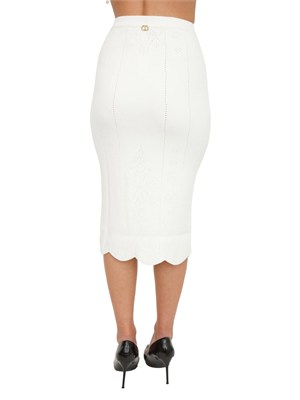 Gonna Twinset in misto viscosa bianco panna in DONNA