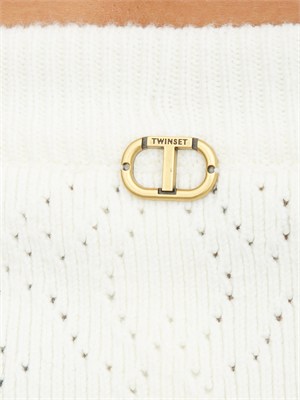 Gonna Twinset in misto viscosa bianco panna in DONNA