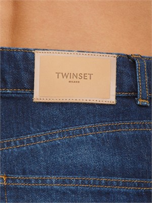 Jeans Twinset in denim di cotone blu in DONNA