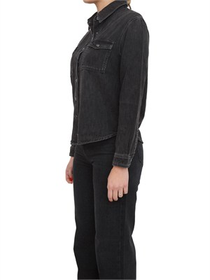 Camicia nera Twinset in denim stretch con strass in DONNA