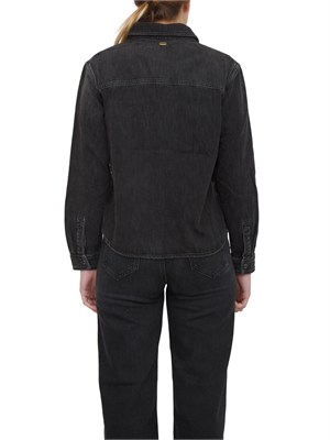 Camicia nera Twinset in denim stretch con strass in DONNA