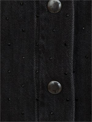 Camicia nera Twinset in denim stretch con strass in DONNA