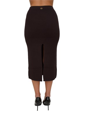 Gonna longuette Twinset misto viscosa marrone in DONNA