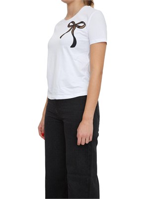 T-shirt bianca Twinet in cotone con inserto in organza in DONNA