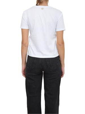 T-shirt bianca Twinet in cotone con inserto in organza in DONNA