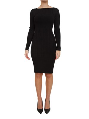 Abito longuette Twinset in maglia di viscosa stretch nero in DONNA