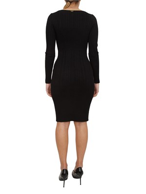 Abito longuette Twinset in maglia di viscosa stretch nero in DONNA