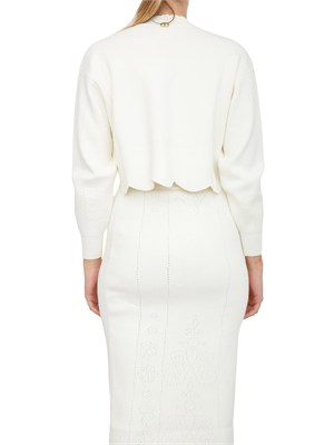 Maglia cropped Twinset in misto viscosa bianco panna in DONNA
