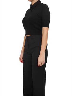Maglia polo cropped Twinset in misto angora nera in DONNA