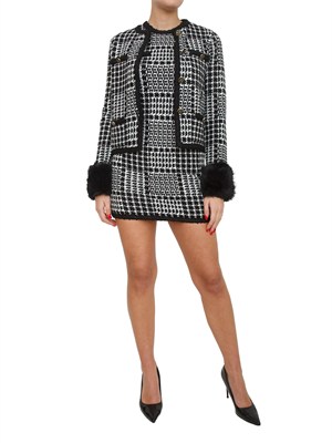 Abito maglia Twinset in misto lana pied de poule nero in DONNA