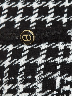 Abito maglia Twinset in misto lana pied de poule nero in DONNA