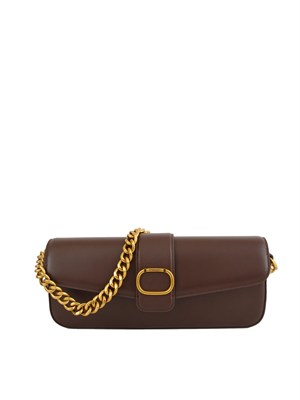 Borsa a tracolla Twinset ‘Amie’ in pelle marrone in DONNA