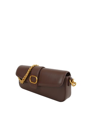 Borsa a tracolla Twinset ‘Amie’ in pelle marrone in DONNA