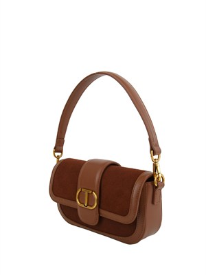 Borsa a tracolla in suede Twinset marrone in DONNA