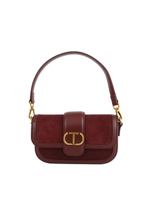 Borsa a tracolla in suede Twinset bordeaux in DONNA