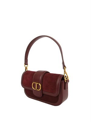 Borsa a tracolla in suede Twinset bordeaux in DONNA