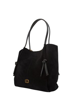 Borsa shopper Twinset in suede con nodi nero in DONNA