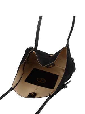 Borsa shopper Twinset in suede con nodi nero in DONNA