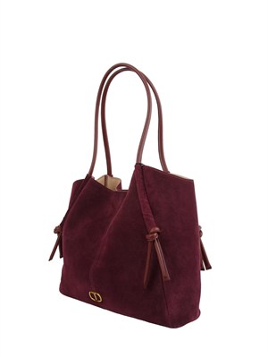 Borsa shopper Twinset in suede con nodi bordeaux in DONNA