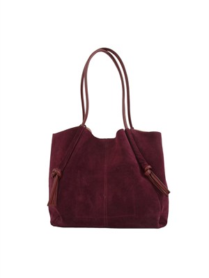 Borsa shopper Twinset in suede con nodi bordeaux in DONNA