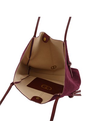Borsa shopper Twinset in suede con nodi bordeaux in DONNA