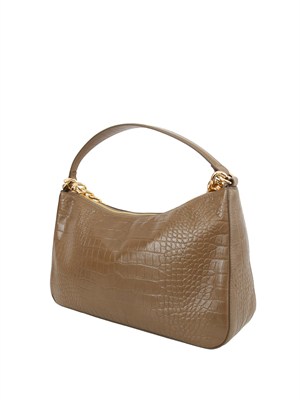 Borsa 'Liliane' Twinset in pelle a stampa coccodrillo tortora in DONNA