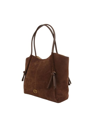 Borsa shopper Twinset in suede con nodi marrone in DONNA