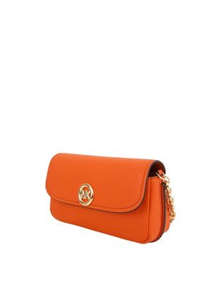 Borsa a tracolla Michael Kors Nolita piccola in pelle martellata corallo in DONNA