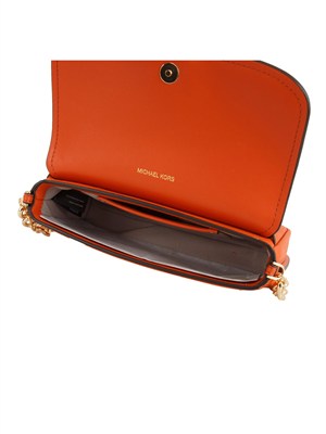 Borsa a tracolla Michael Kors Nolita piccola in pelle martellata corallo in DONNA