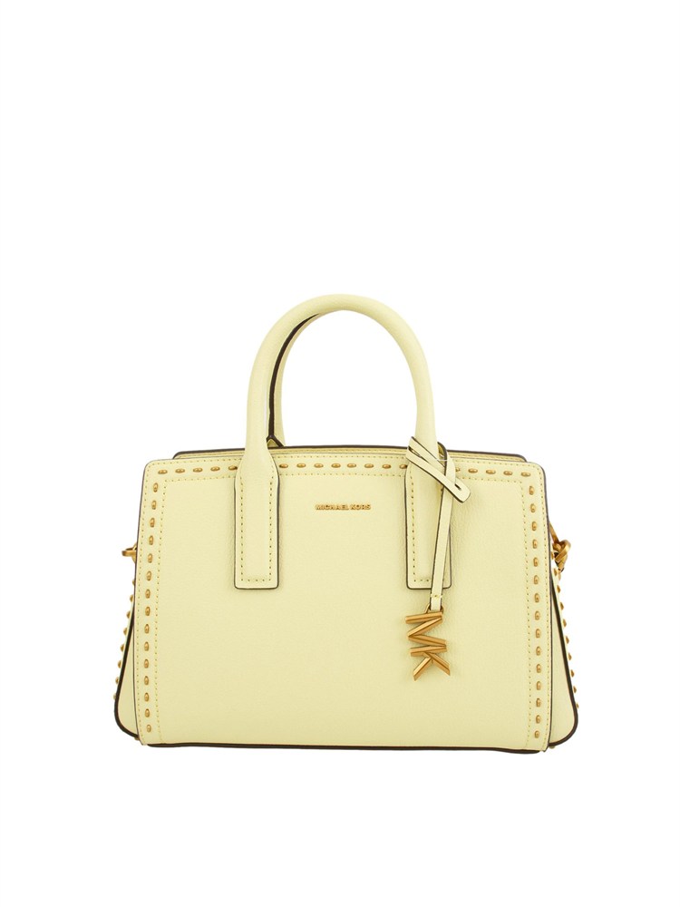 Borsa a mano Michael Kors Laila piccola in pelle con borchie lime